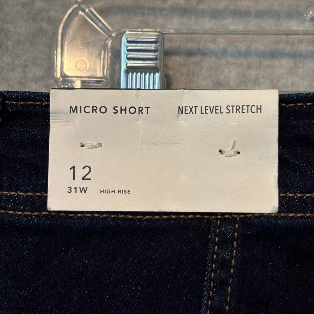 American Eagle Womens 12 Micro Shorts Denim Stretch High Rise Dark Wash Blue NWT